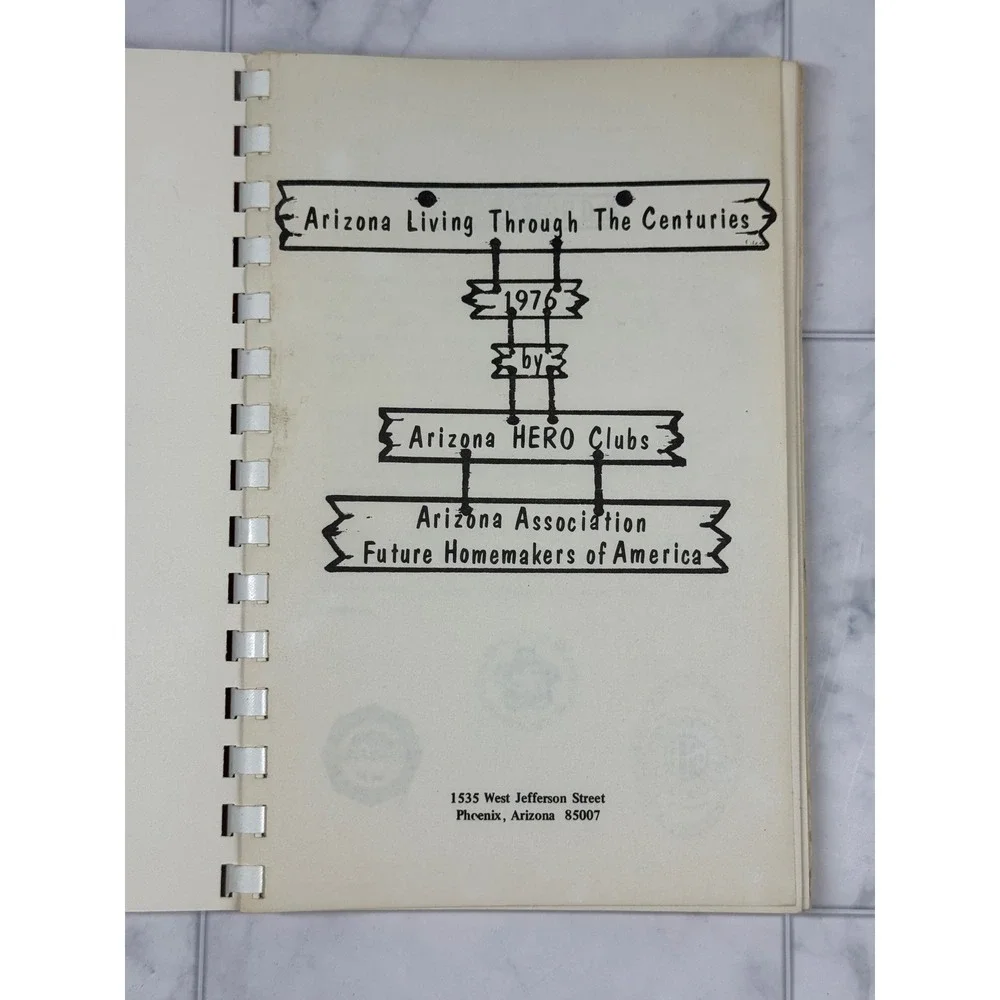 Arizona Living Through the Centuries 1976 Bicentennial Cookbook History Book